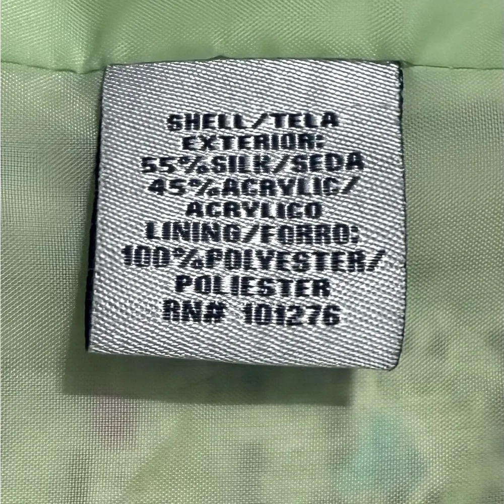 Green Yellow and Pink Tweed Jacket with Fringe Trim Size 4 - Image 7