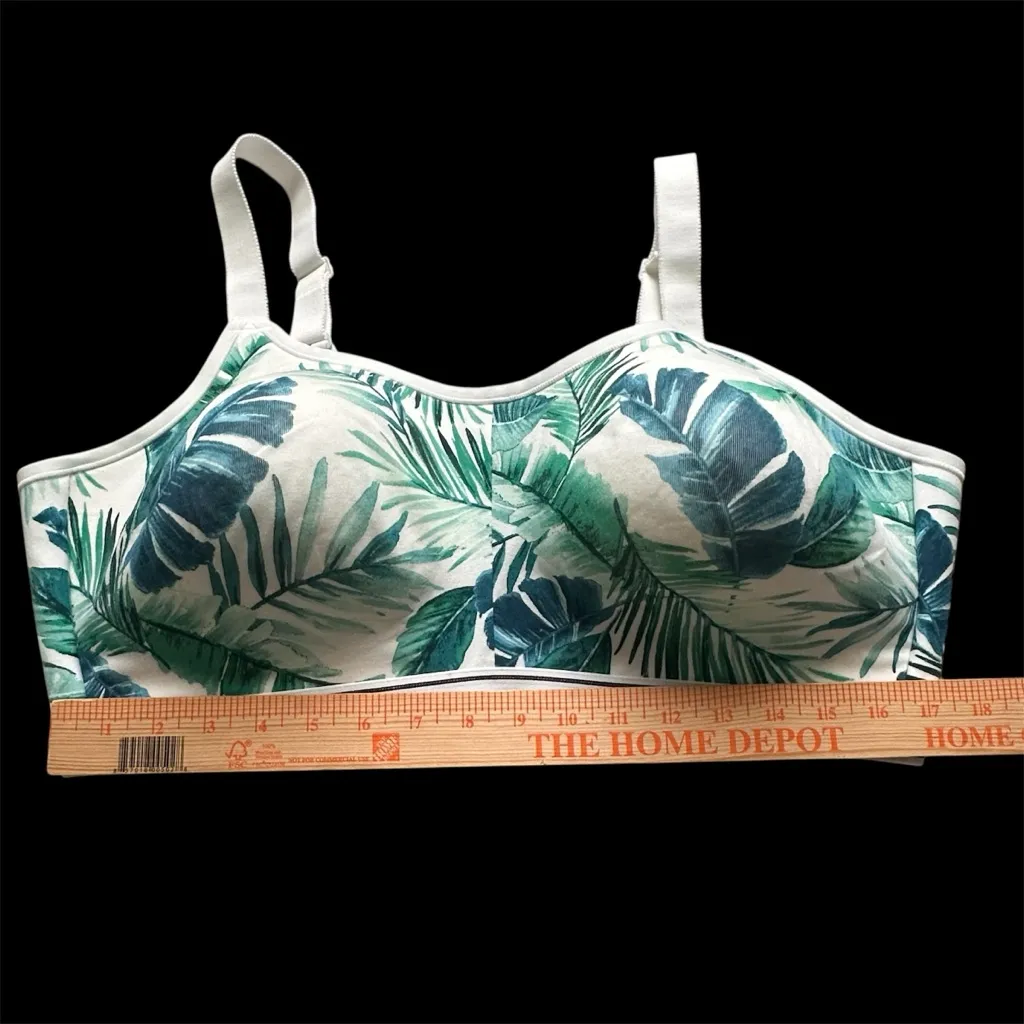 Cacique Lane Bryant 40DD Wireless Cotton Bra Tropical Leaf Print 4X - Image 8