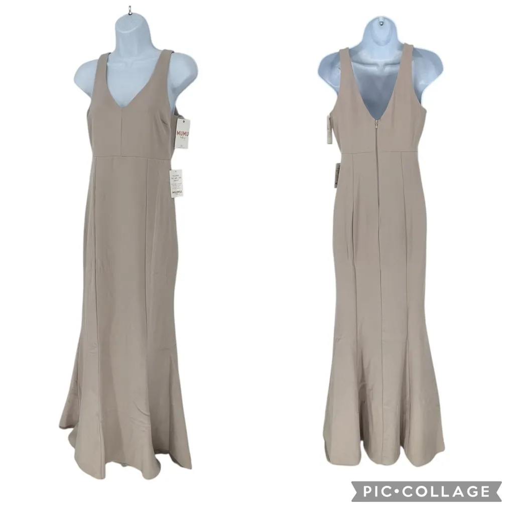 Show Me Your MUMU Weddings Bridal Sleeveless Taupe Maxi Dress Gown Size Small - Image 2