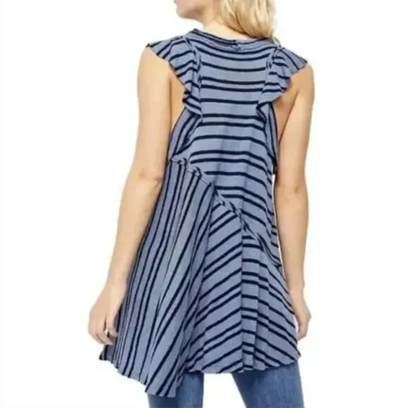 New! Free‎ People Between The Lines Tunic Top dress in blue , size L - Image 2