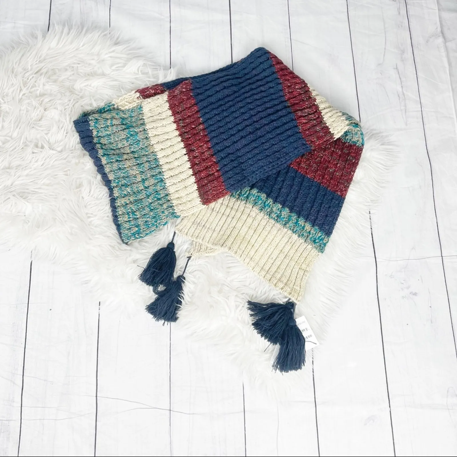 Treasure‎ & Bond Nordstrom Women's Blue Stripe Tassel Scarf - Image 4