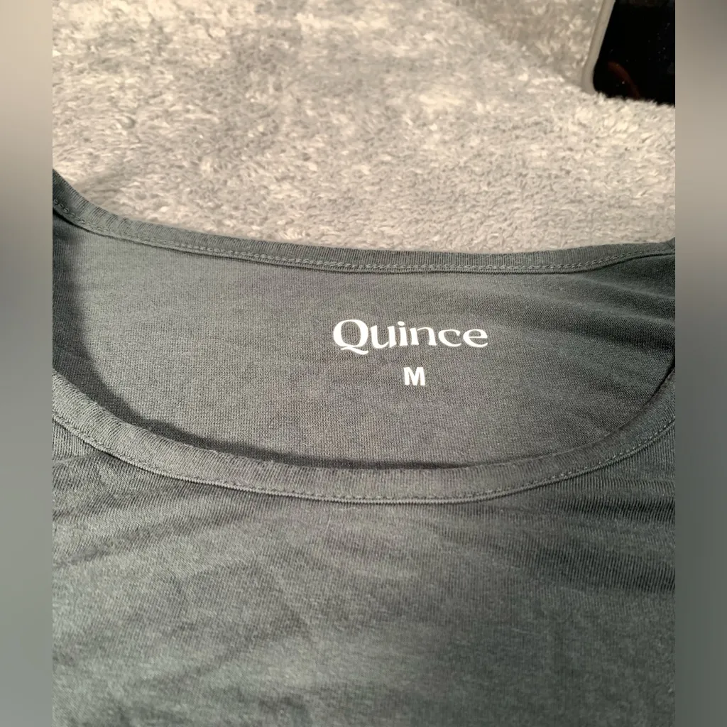 Quince tencel jersey maternity ruched dress dark olive medium - Image 2