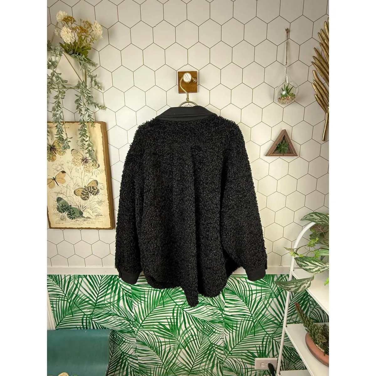 BiBi Black Contrast Oversized Sherpa Coat - Image 4