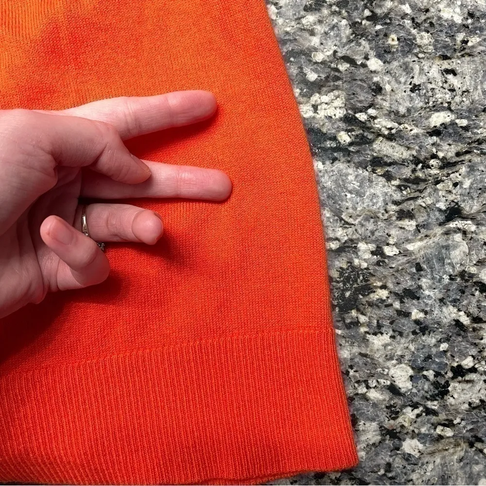 NEW YORK & COMPANY NY&CO Solid Orange Ruffle Short Elbow Sleeve Cardigan Sweater Size M - Image 15