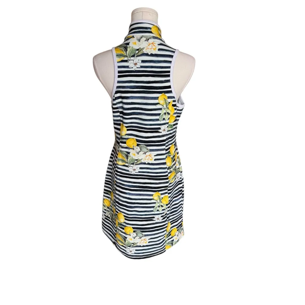 Boston Proper - Lemon Stripe Sleeveless Zip Front Resort European Dress Sz S - Image 5