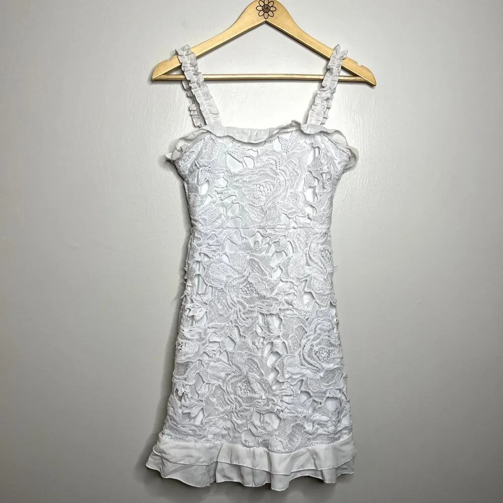 Lulus Deep In Love White Ruffled Lace Dress - Image 4