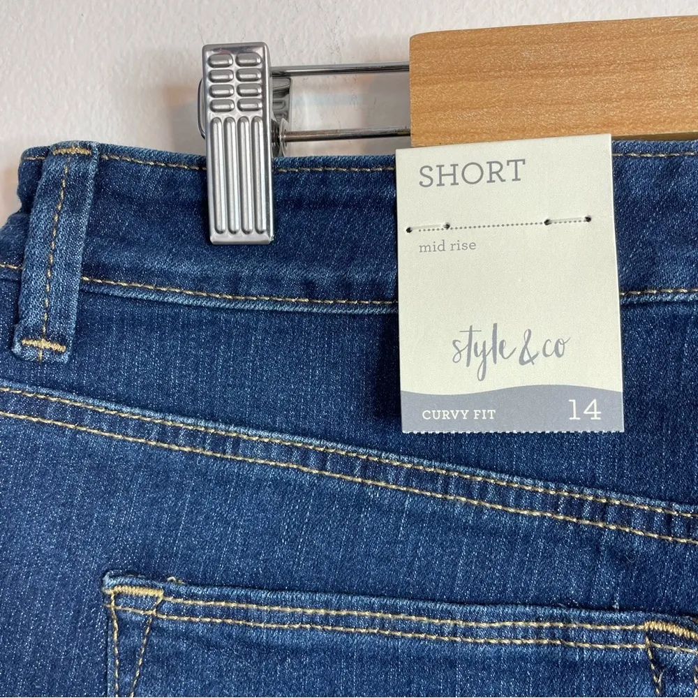 Style & Co Stretch Denim Jean Curvy Fit Mid Rise Long Bermuda Shorts 14 new - Image 51