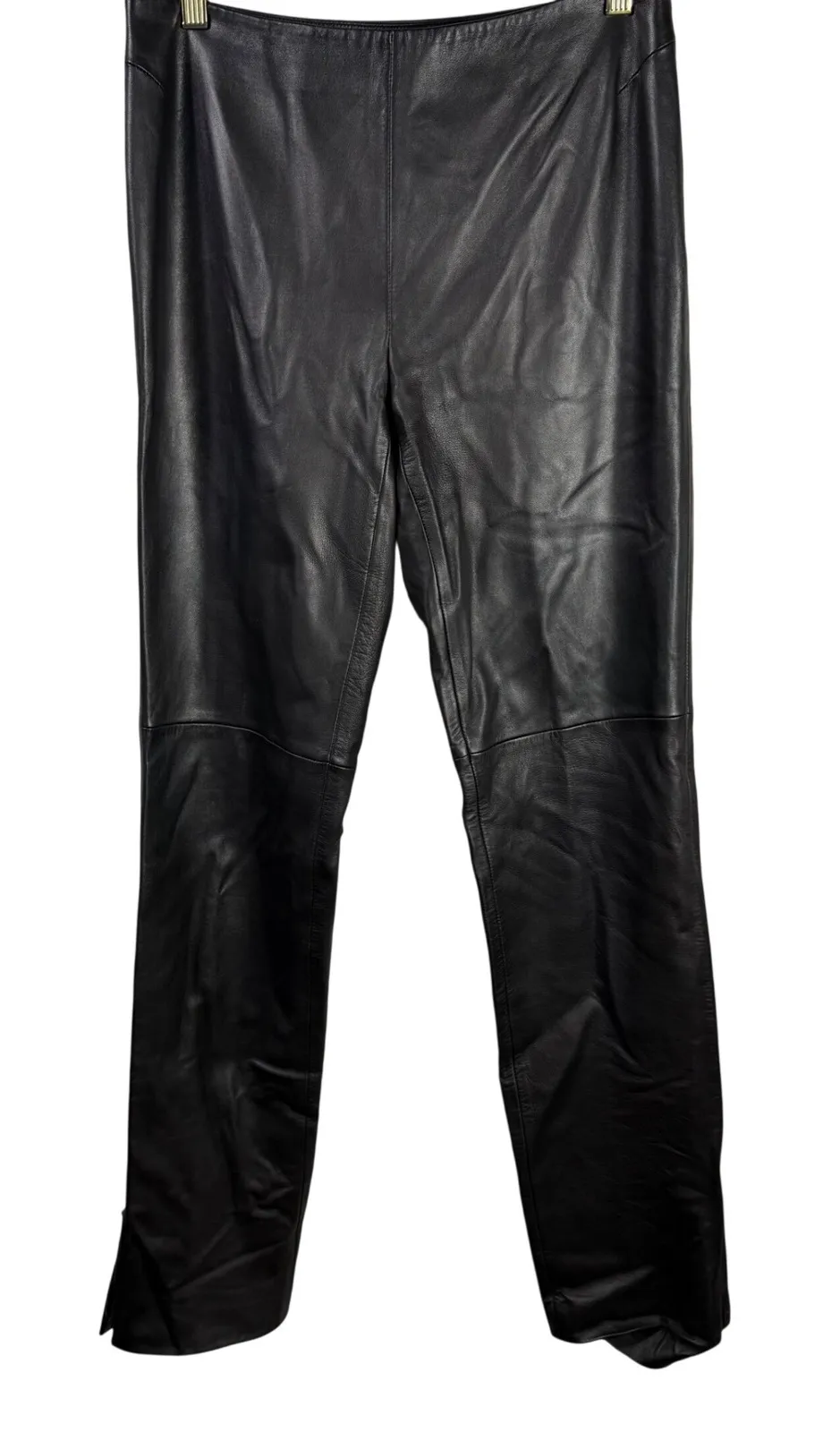 Dana Buchman Genuine Leather Pants Black Side & Ankles Zipper 4 Straight Leg - Image 1
