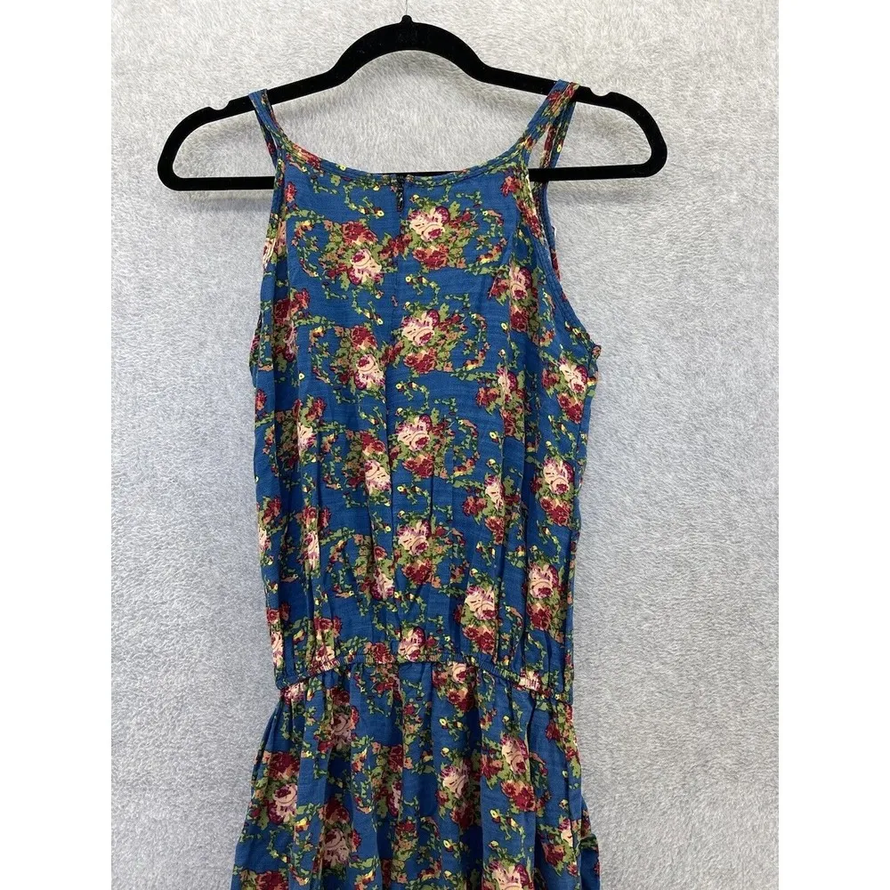 Unbranded Women's Jumpsuit Pants Sleeveless Teal Floral Small Ruffle Front - Image 3