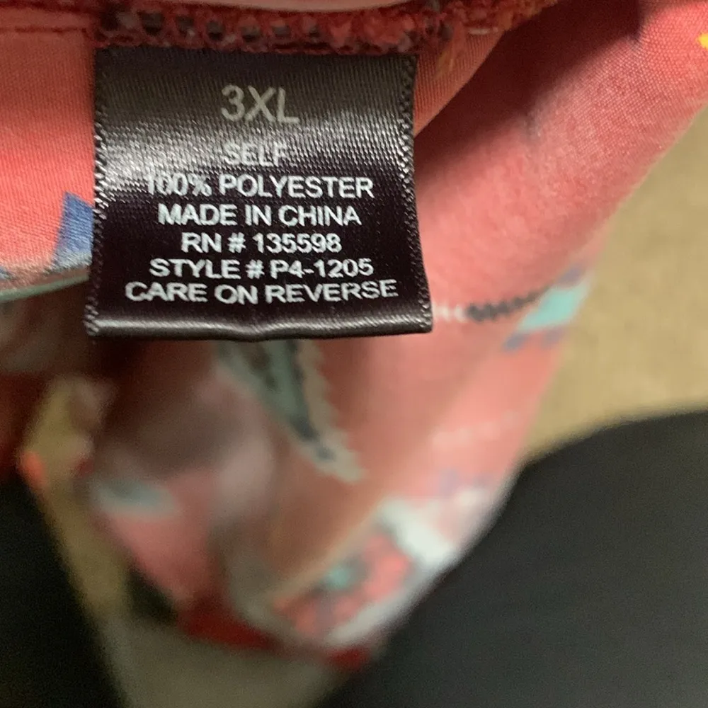 CURE plus size 3X woman western aztec 3/4 sleeve blouse top v neck Orange - Image 5