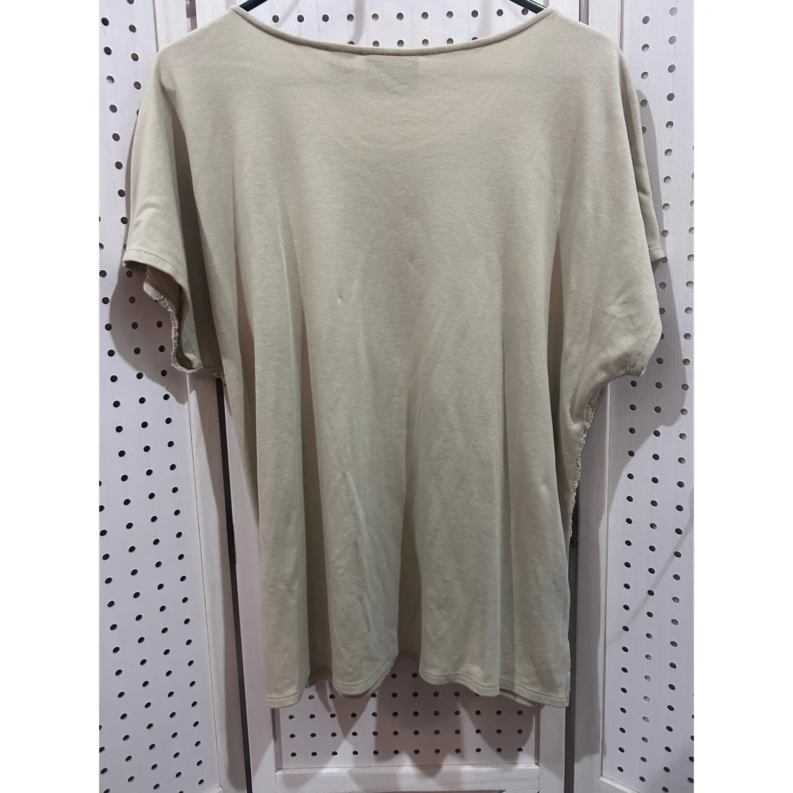 Alfred Dunner Lace Overlay Top Beige Short Sleeve Casual Womens XL - Image 7