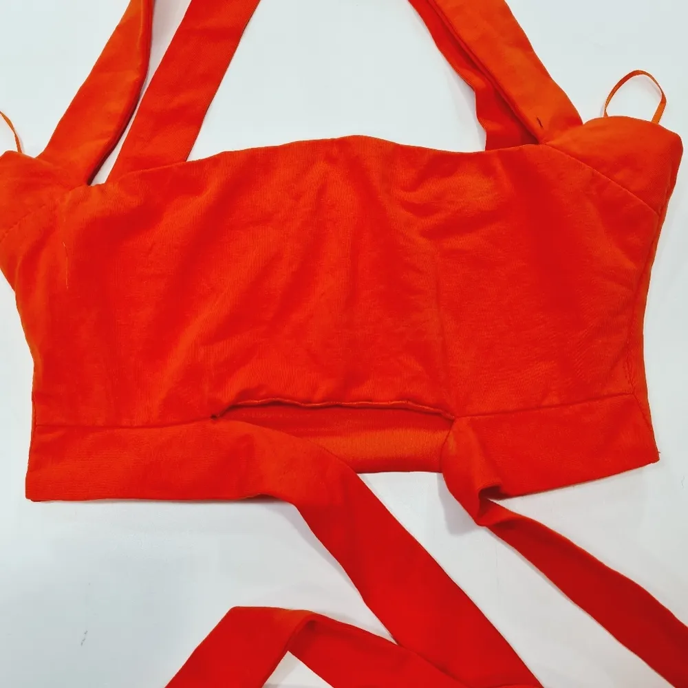 Superdown Elva Halter Tie Top in Poppy - Image 4