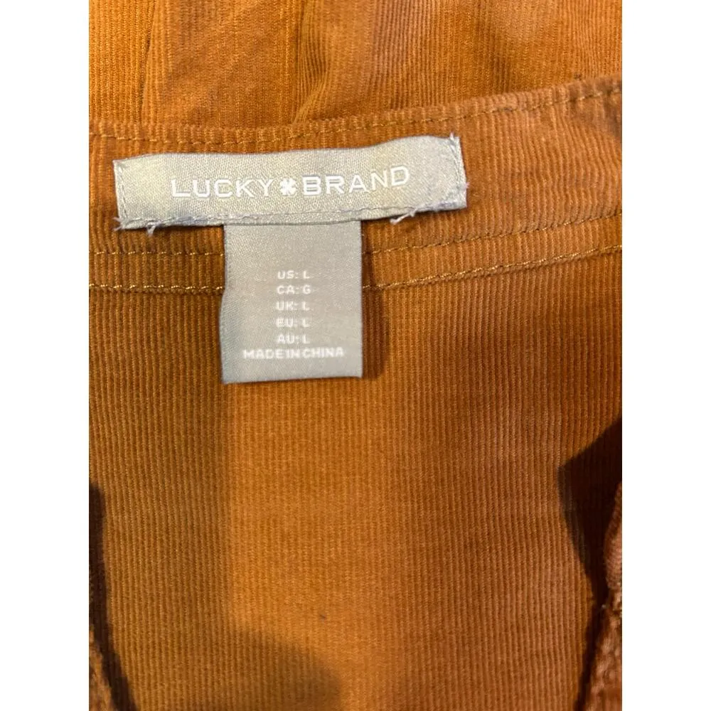 LUCKY BRAND Rust Corduroy tier western babydoll cowgirl Dress Women's LARGE - Image 4