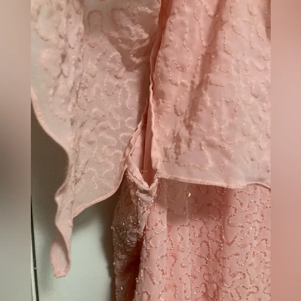 Candlelight & Champagne Light Peach Vintage V Neck Beaded Sequin Blouse Top Orange Size 30W - Image 7