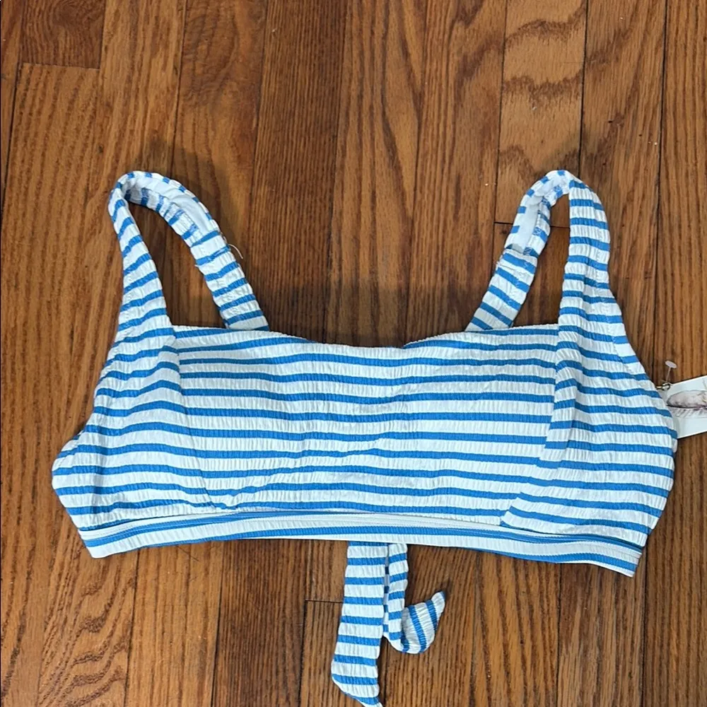 Jessica Simpson Sunshine Stripe Retro Bikini Top Bluebell Stripe‎ Size XL NWT - Image 3