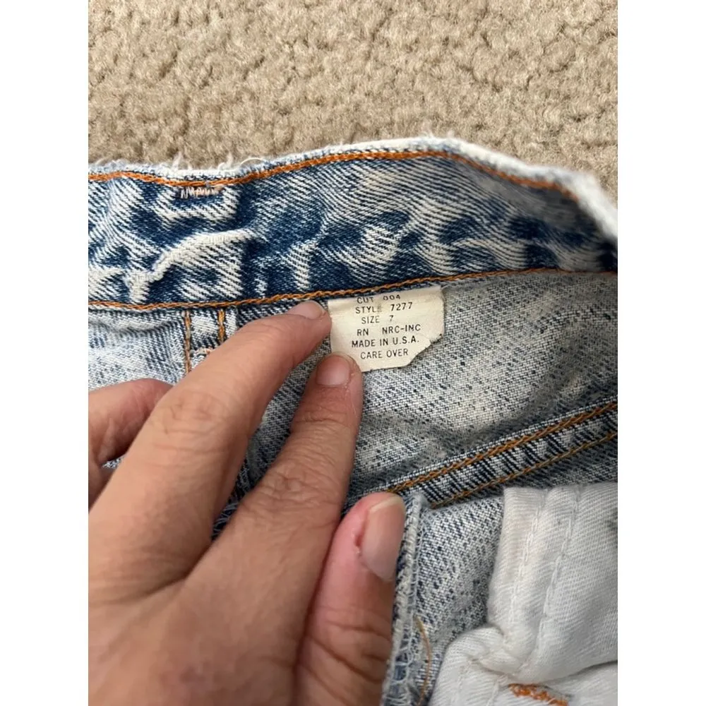 80s No Excuses Shorts 7 Distressed Acid Wash Frayed Retro Grunge Summer Baddie Blue Size 24 - Image 8