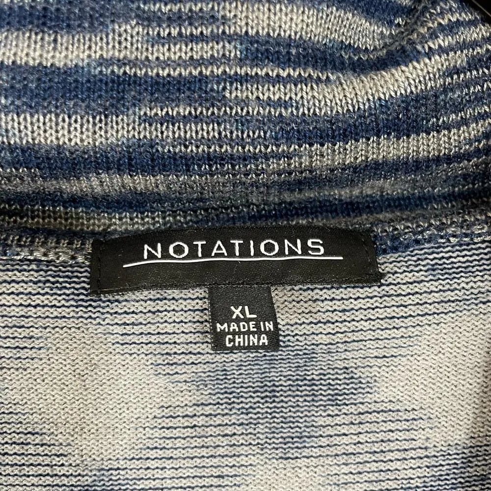 Notations Women's Blue & Gray Ikat Boho Cowl Neck Sweater - Size XL - Lagenlook - Image 5