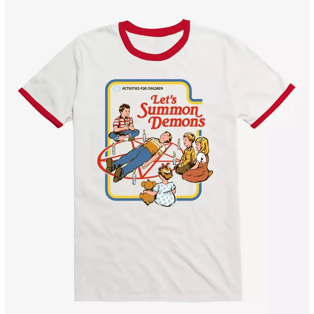 Black Matter Let's Summon Demons Ringer T-Shirt By Steven Rhodes Medium - Image 3