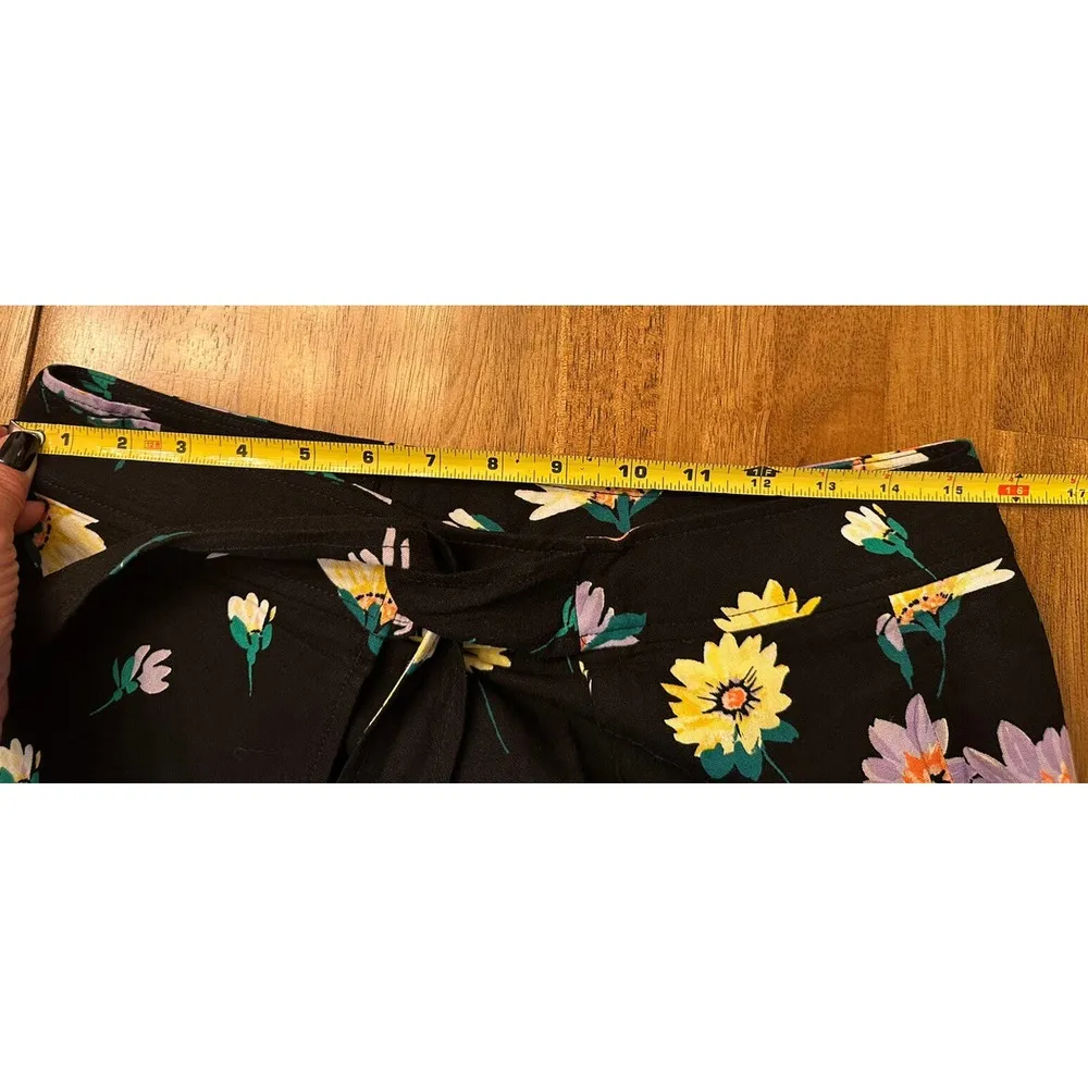 LOFT linen blend Black Colorful Floral Wrap MIDI Skirt Size 6 NWT NEW - Image 6