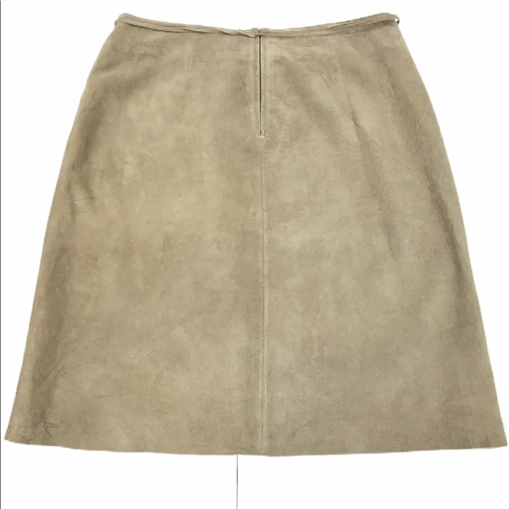 Bagatelle Suede Skirt with Tie Taupe Size 12 - Image 2