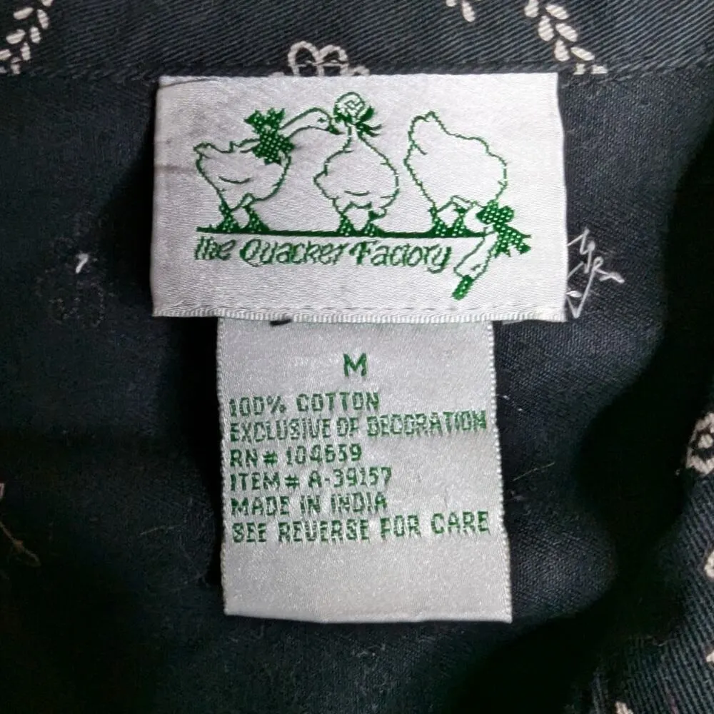 Vtg Y2K Quacker Factory Black Paisley Bandanna Print Embellished Cotton Jacket M - Image 4