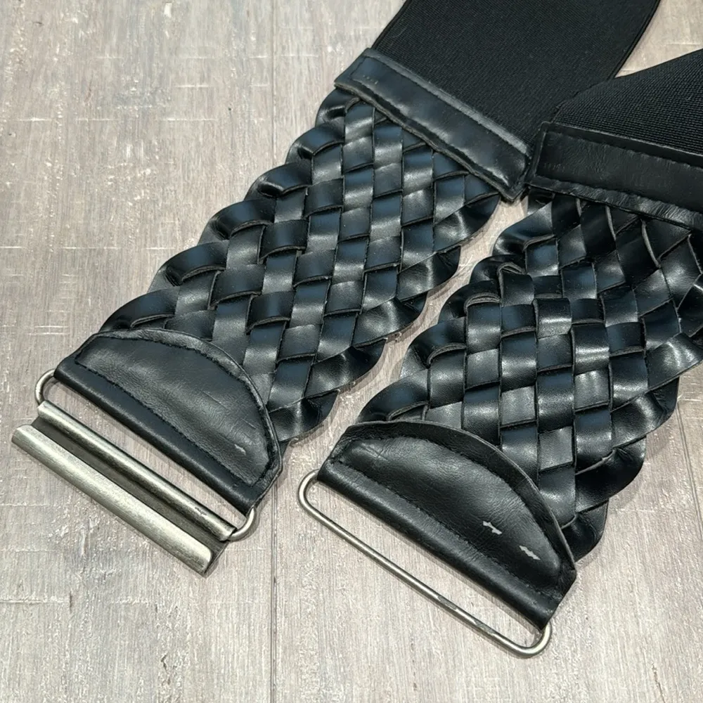 Black High Waist Clip Closure Braid Belt Y2k 2000's - Image 2