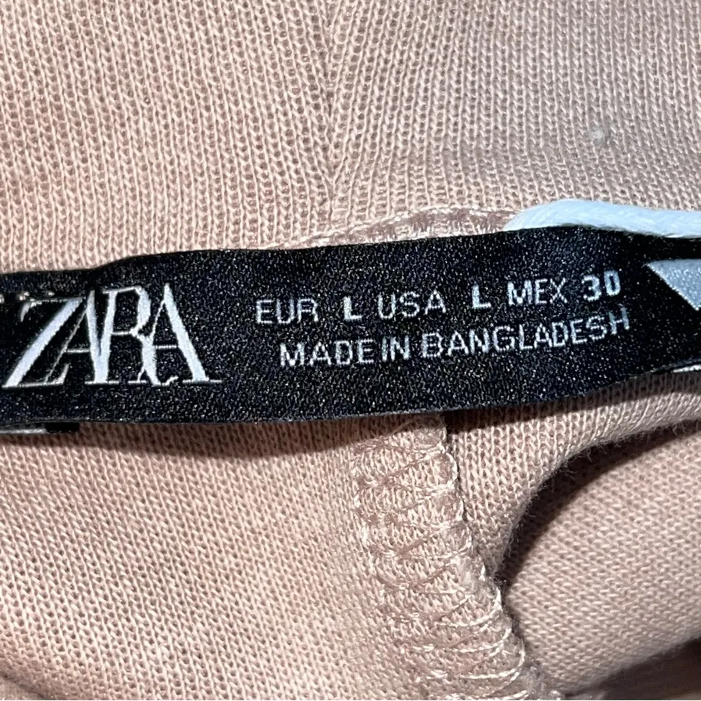 Zara Elegant Blush Tan Women's Turtleneck Sweatshirt Dress w/3/4 Sleeveless-Sz L - Image 9