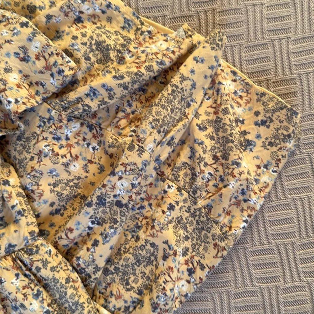 Maurices Light Yellow and Blue Floral Midi Dress XS - Image 10