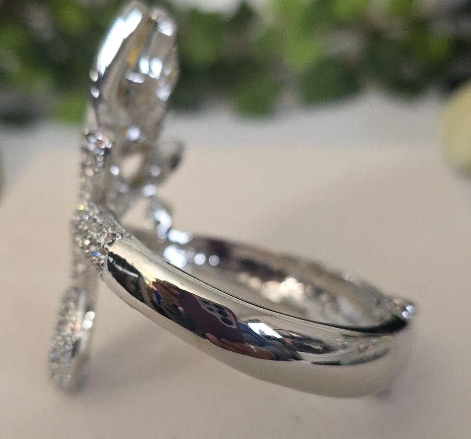 Bling! Vintage Silver CZ Statement Clamper Hinge Bracelet Yellow - Image 2