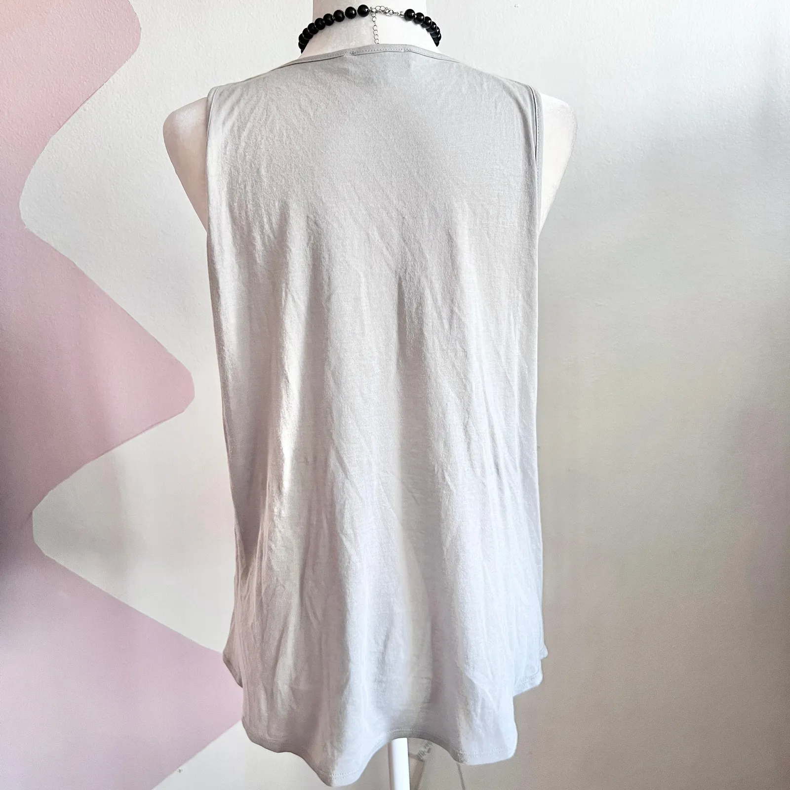 Vintage Silver Sequin Tank Top Y2K 2000s Retro Indie Large‎ - Image 2