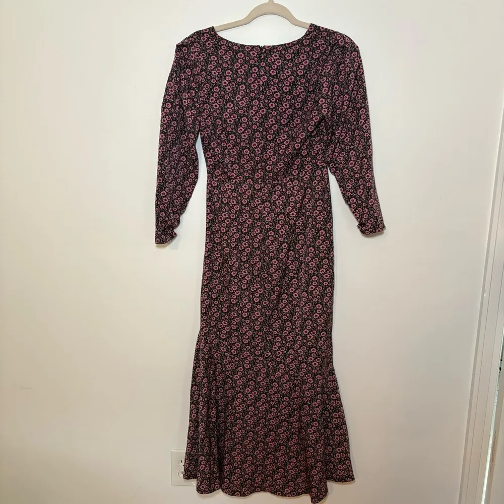 Lush Side Tie Wrap Floral Midi Dress In Black ditsy Small Prairie Whimiscal - Image 10