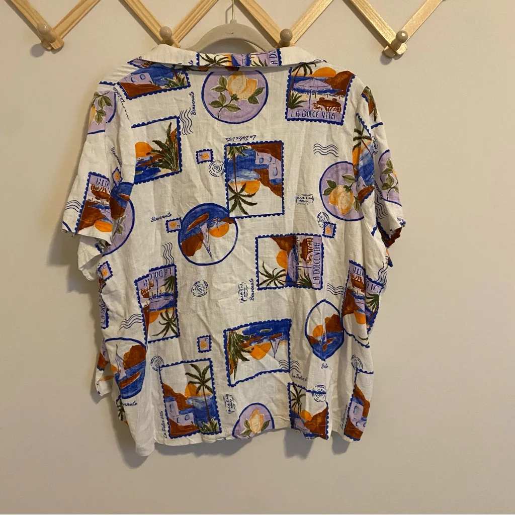 Paper Heart White Vacation Pattern Top size Large - Image 6