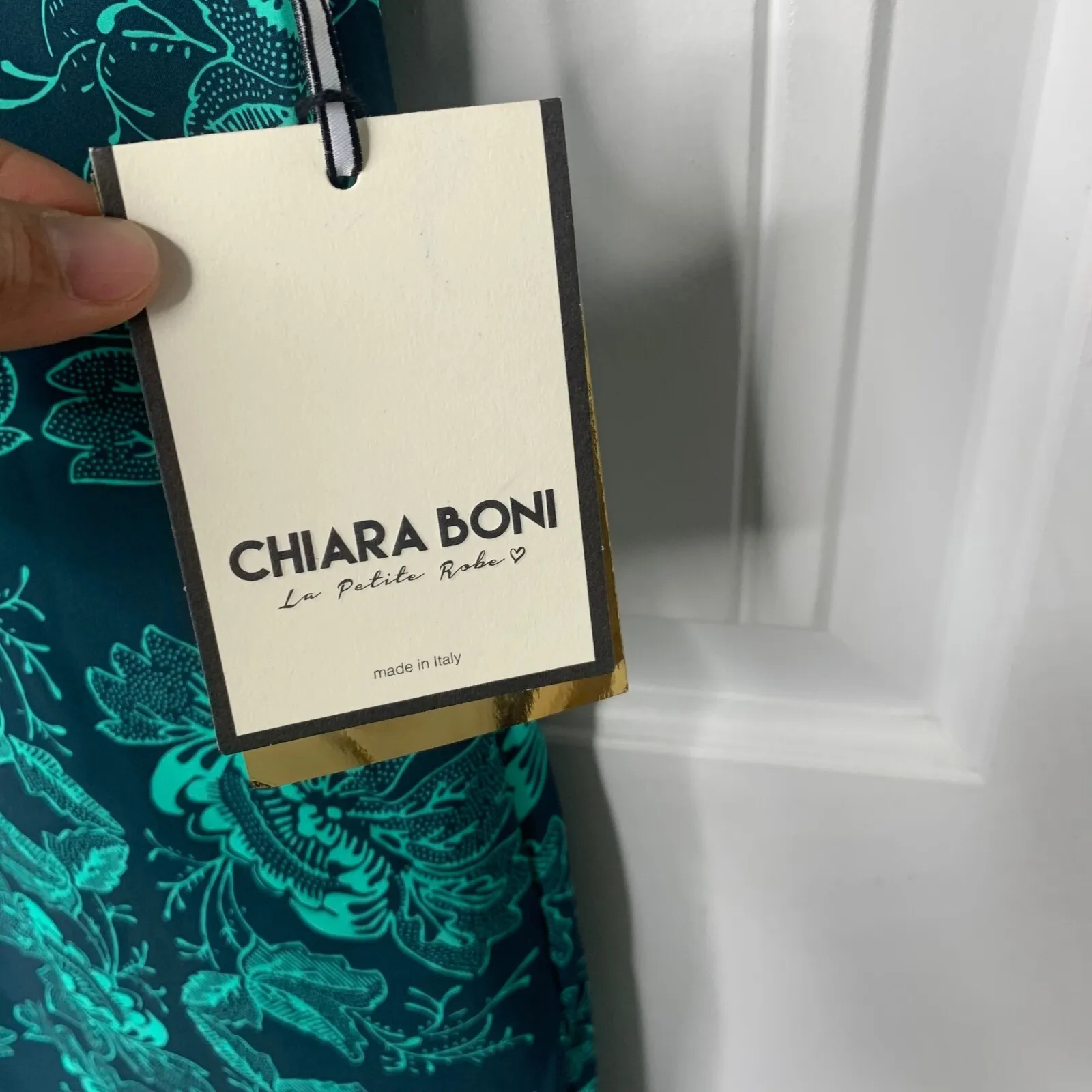 Chiara Boni Floral Print green Sheath Dress Sleeveless Made in Italy Size 40 - Image 5