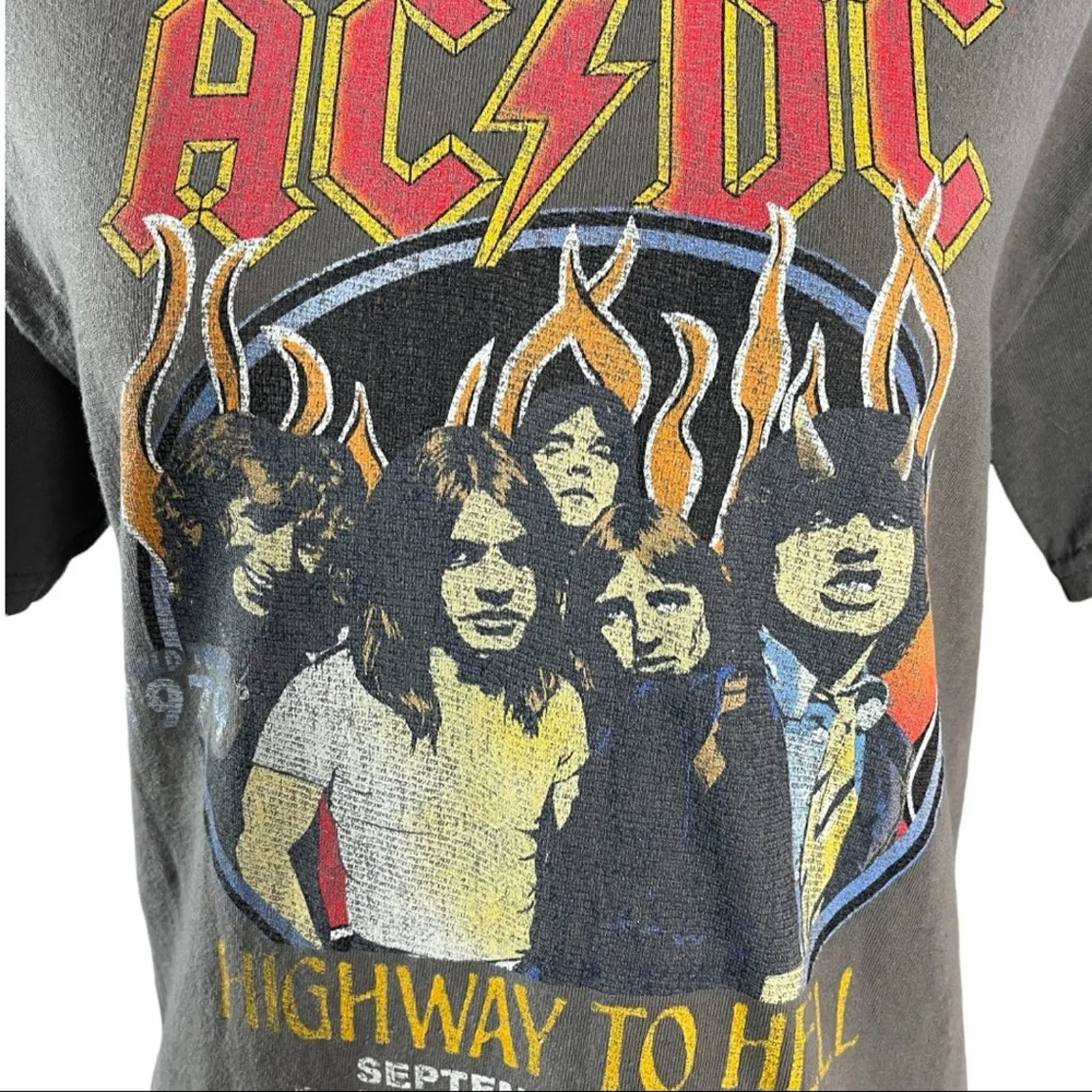 AC/DC BAND TEE T-SHIRT GREY Highway to Hell Long Beach Arena Sept 10 8PM 1979 - Image 5