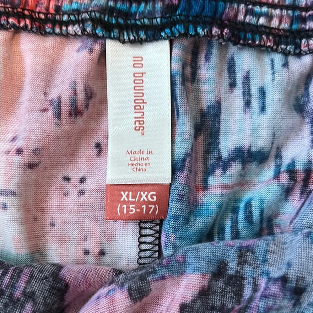 No Boundaries Blue and Pink Patterned‎ Maxi Skirt Front Split juniors XL - Image 7