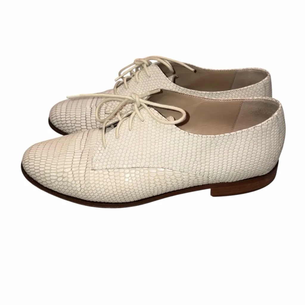 Diane Von Furstenberg White Lizard Ziggy Lace Up Oxford Loafers Shoes size 9.5 - Image 4