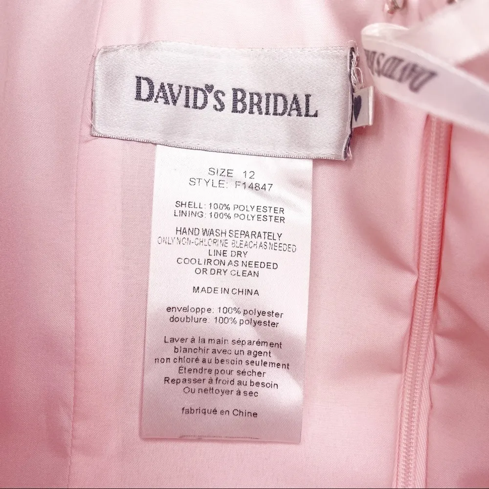 David’s Bridal Pink Strapless Short Chiffon Formal Bridesmaids Dress 12 - Image 9