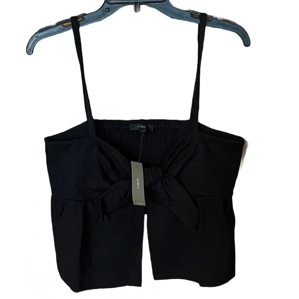 J.Crew black see-sucker tie front top size large - Image 2