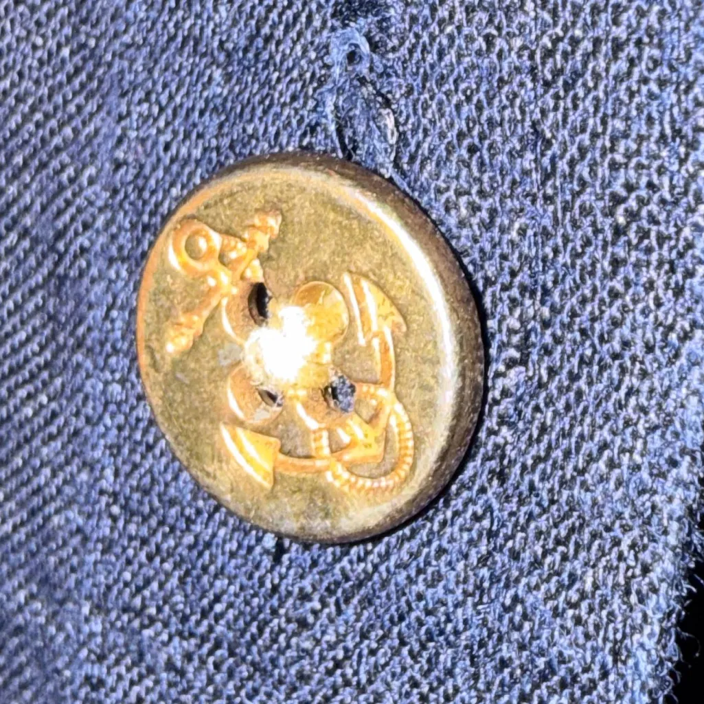 Lauren, Ralph Lauren, navy blue linen, button-down, embroidered anchor shirt XL - Image 3