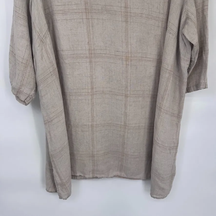 Eileen Fisher Minimalist Tunic Womens 2X Tan Organic Linen Nautical Grannycore - Image 3