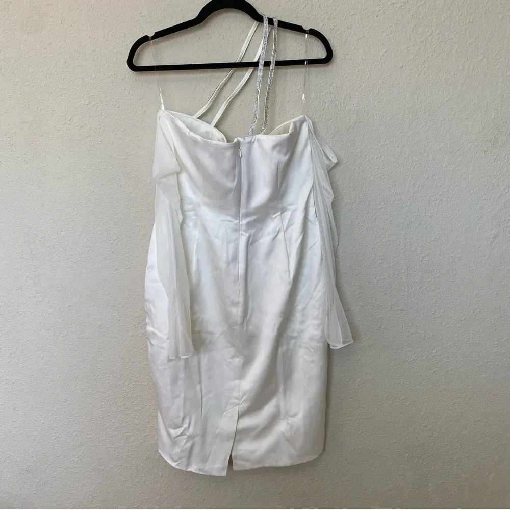 HOUSE OF CB 'Loulou' Ivory Satin Cutout Midi Dress rhinestone NWOT size‎ Large - Image 7