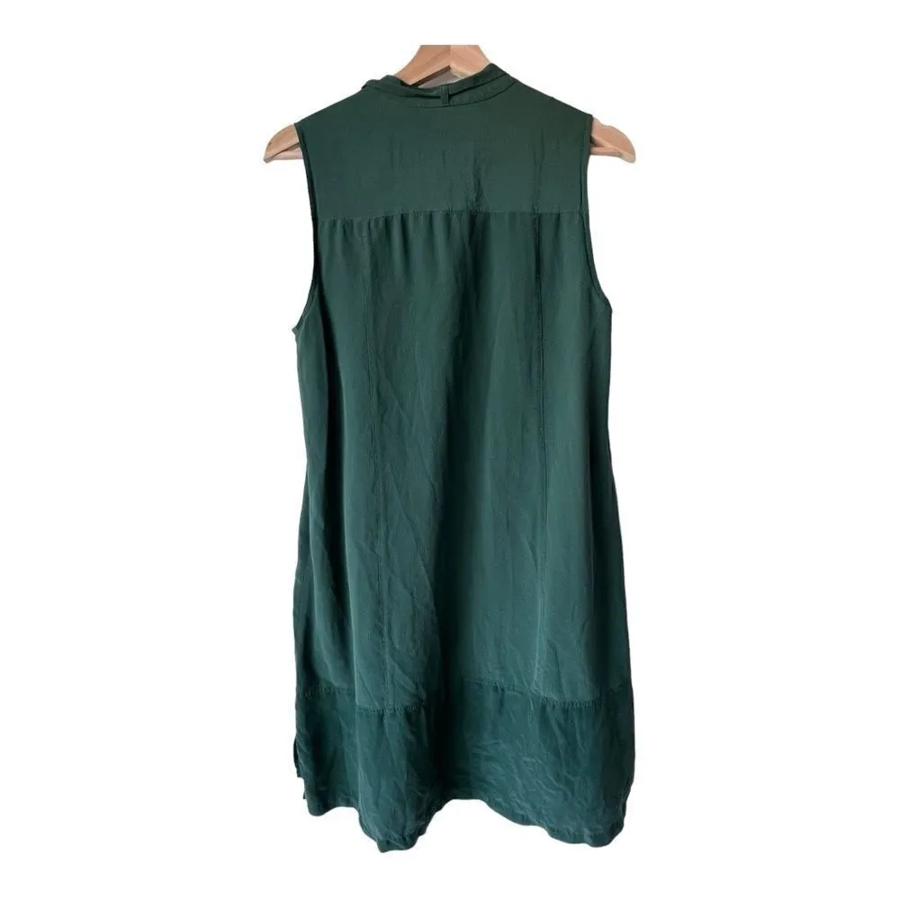 Women's dress 100% Silk madewell green front button pockets belt light color S. - Image 13