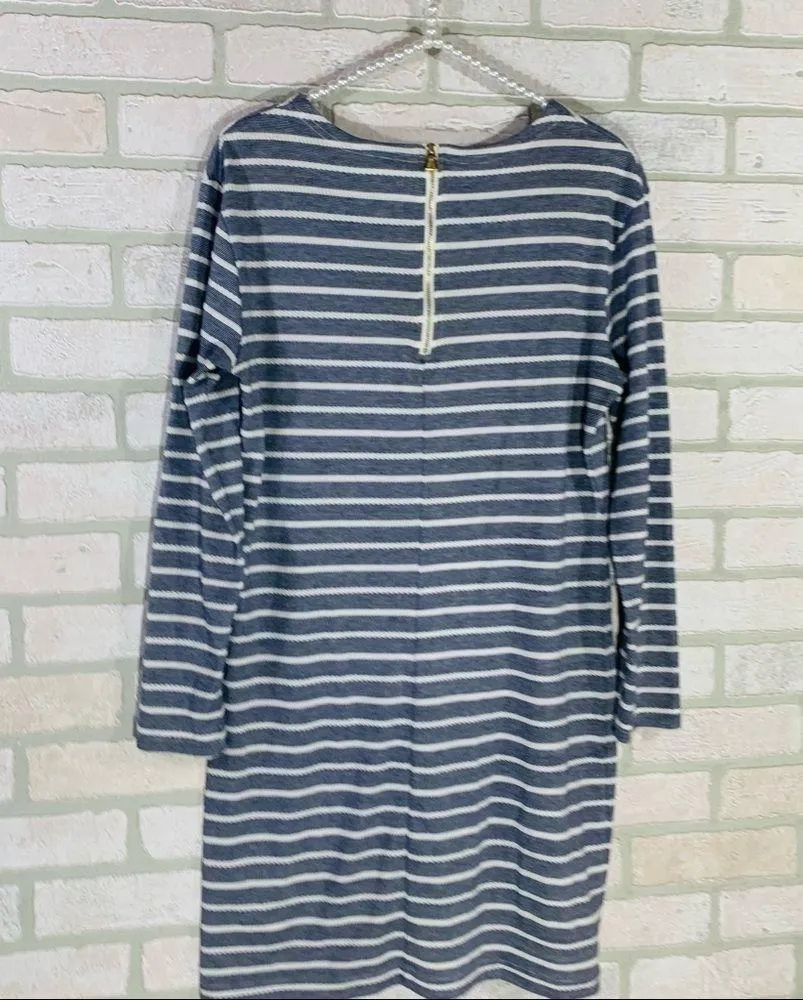 Sail to Sable Textured Knit Stripe Long Sleeve Dress in Navy Size S - Image 7