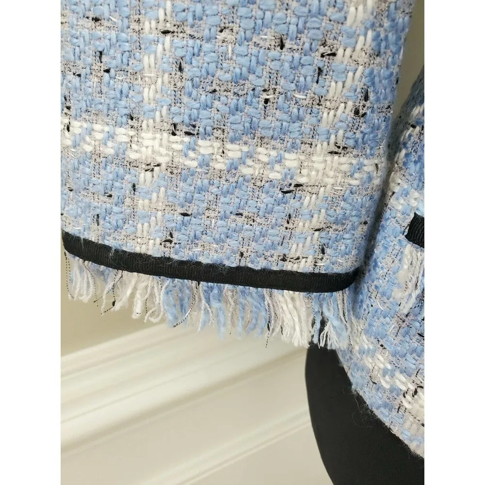 Vintage Db Collection Blue Acrylic Long Sleeve Single Breasted Blazer Size 8P - Image 5