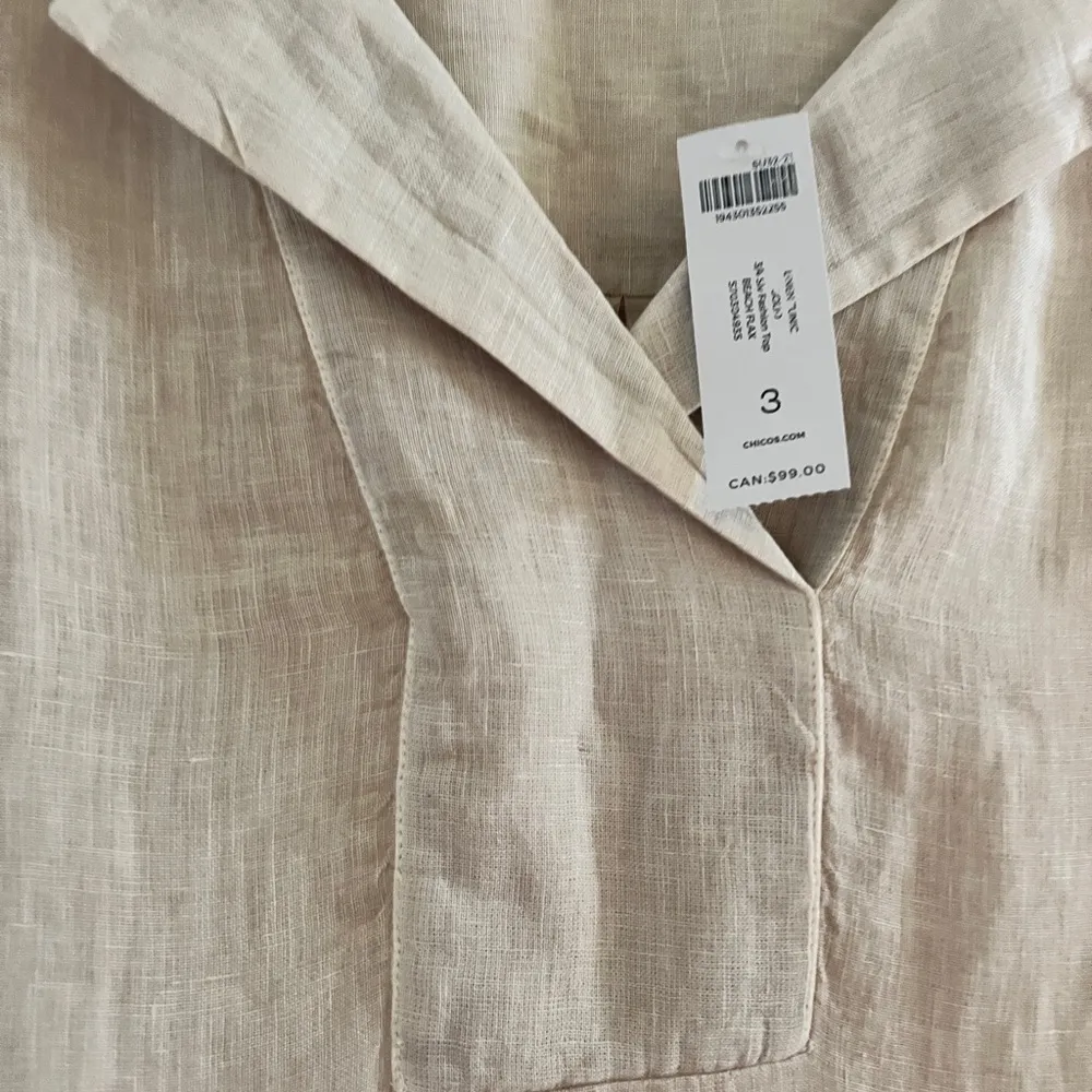 Talbots Linen 3/4 Sleeve Tunic Beach Flax Coastal Grandma Lagenlook 3 /16 18 NWT - Image 2