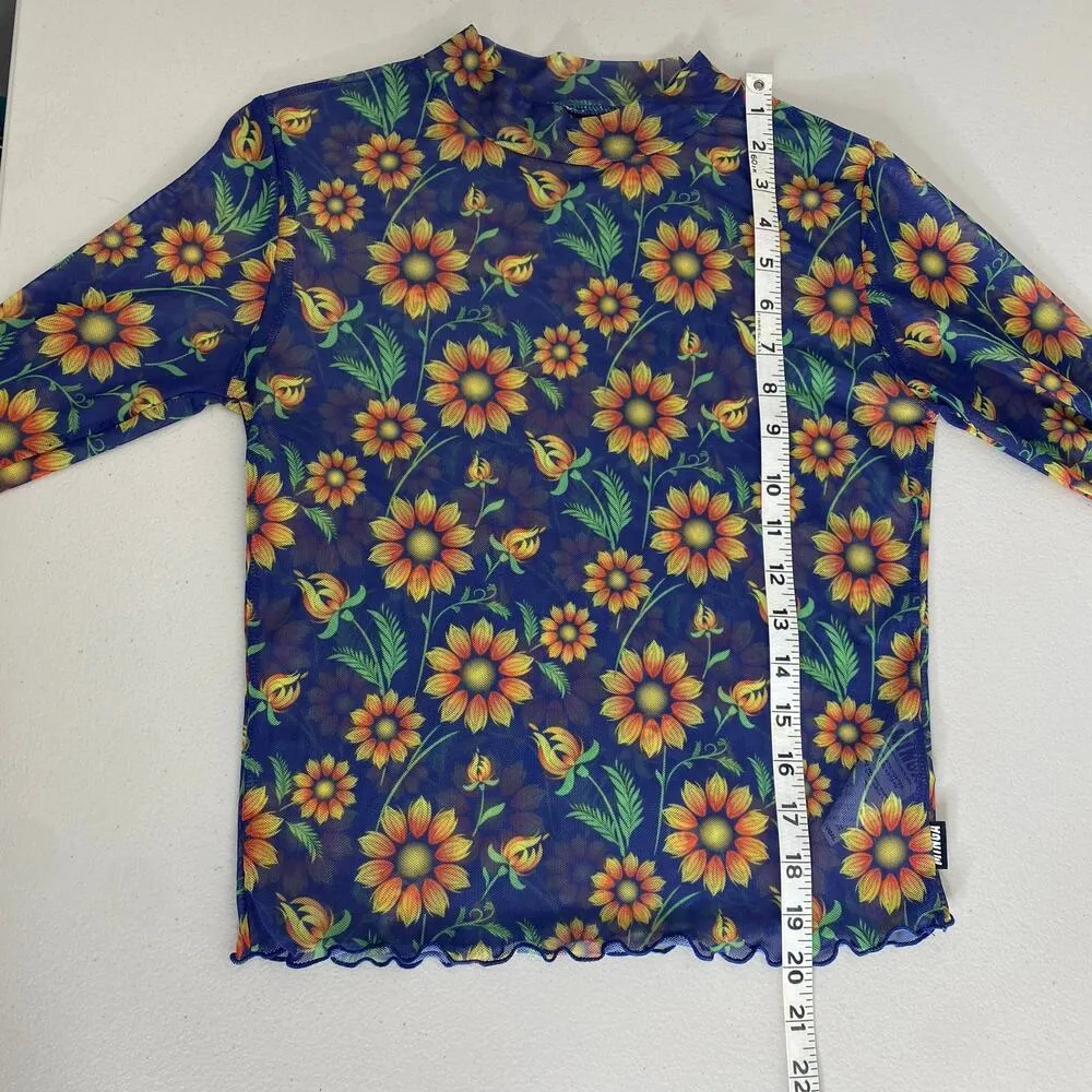 Minga London Sheer Blue Purple Sunflower Floral Long - Image 6