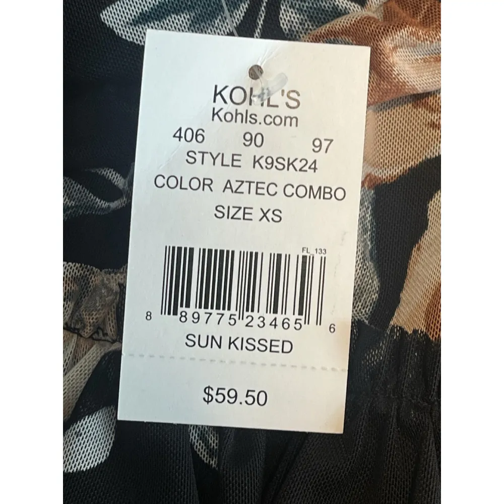 American Rag Maxi Skirt Womens Size XS Back Floral Print Sheer Fringe Top Lined - Image 8