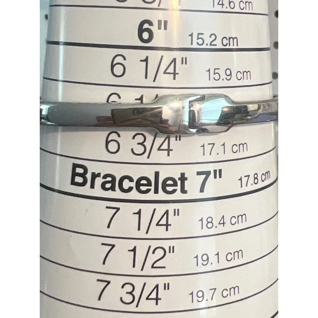 White House Black Market Bangle Bracelet Silver Tone Hinged Clear Crystal 6.5" - Image 5