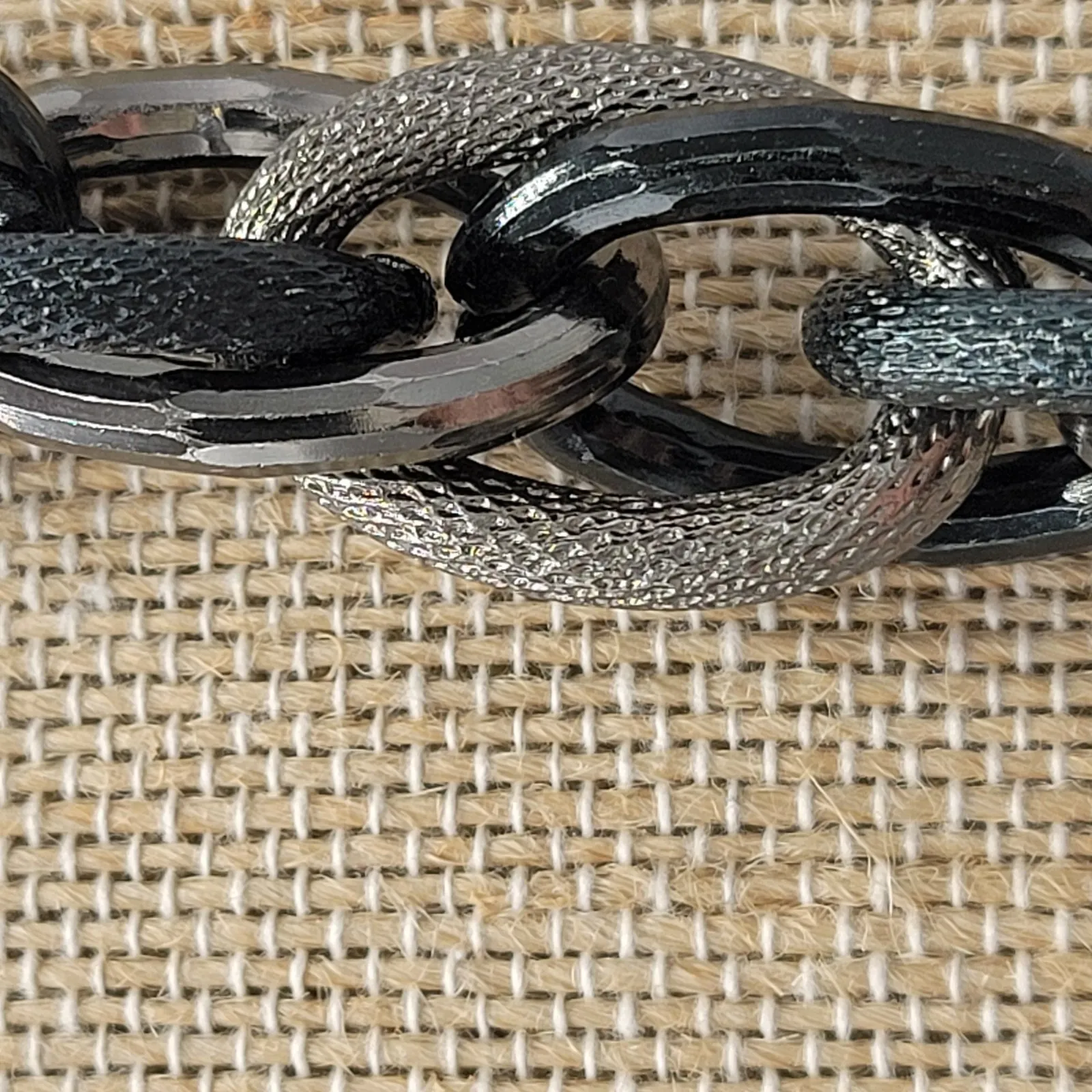 Gunmetal Necklace Black Silver Tone Thick Chunky Chain Link Fashion Statement - Image 12