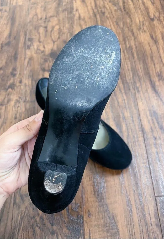 vintage • 1950s black suede pumps babydoll pinup heels retro rockabilly Size 5 - Image 11